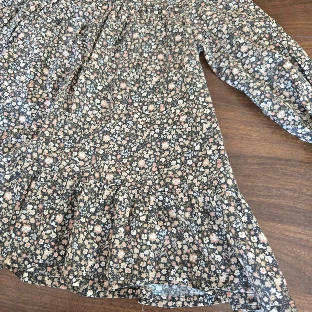 Jamie‎ Kay Girls Organic Cotton Floral Ruffle Dress Ditsy Print Grey Pink 2Y